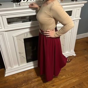 Burgundy midi skirt